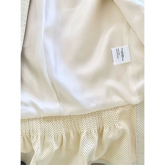 Akris Punto Perforated 100% Lambskin Full Zip Vanilla/ Ivory Jacket Sz 6 - Picture 7 of 16
